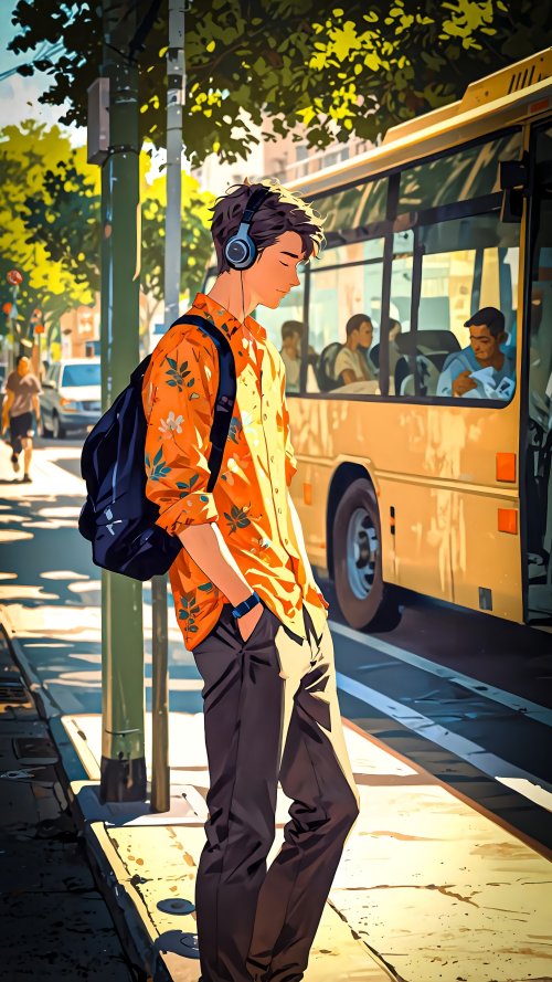 Anime Boy Waiting Bus - Related Ghetto Wallpapers wallpaper
