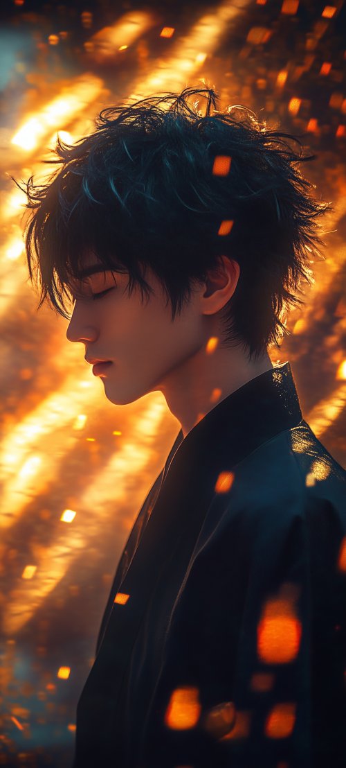 Anime Boy Golden Glow - anime boy Wallpaper