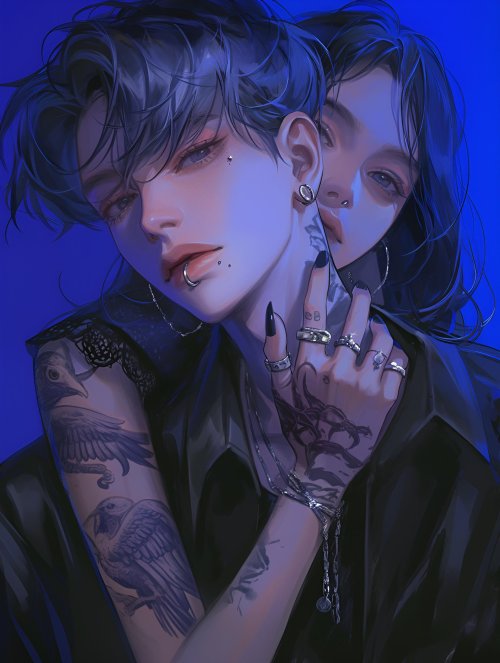 Blue Neon Couple Portrait
