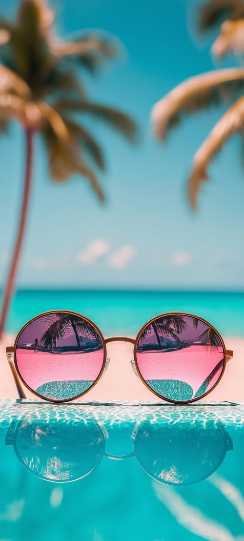 Tropical Beach Sunglasses Reflection