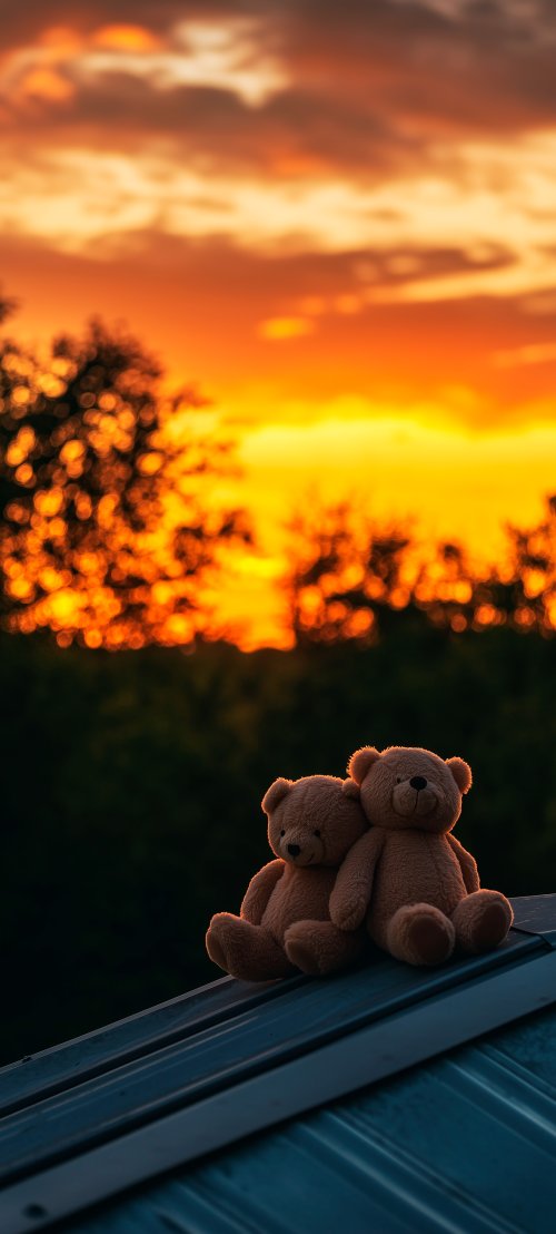 Teddy Bears at Sunset - cute Wallpaper
