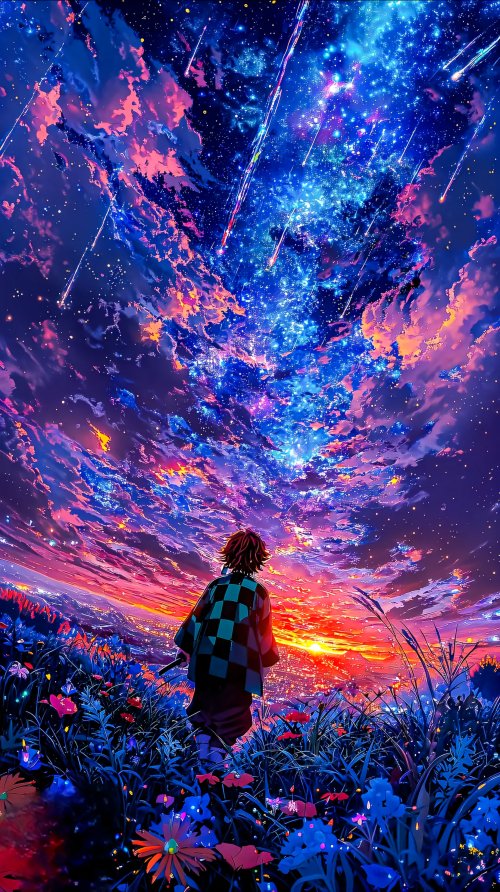 Tanjiro Under Starry Sky - Related Ghetto Wallpapers wallpaper