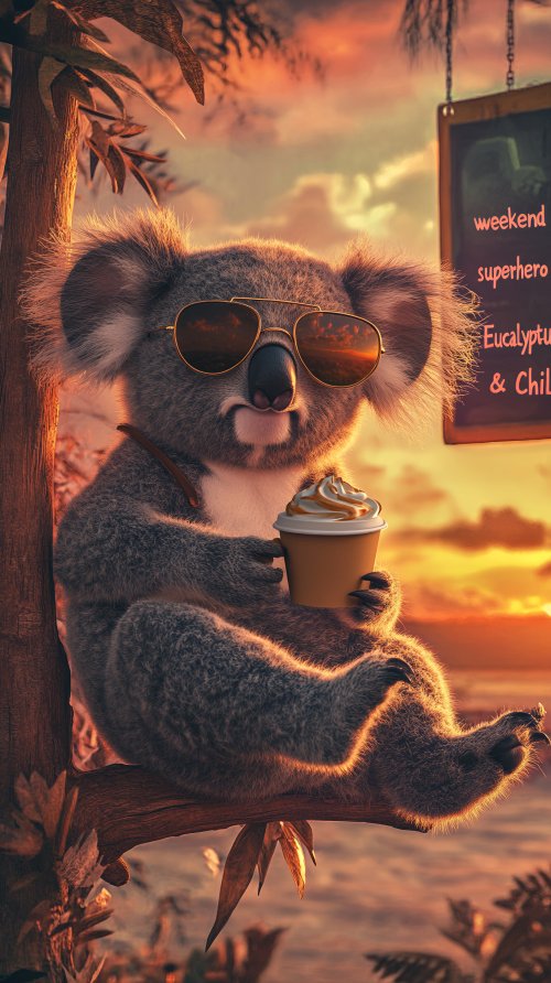 Cool Koala Coffee Break - animal Wallpaper
