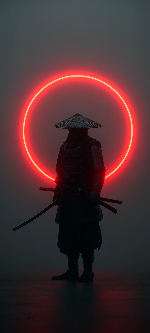 Neon Samurai Warrior Silhouette - samurai Wallpaper