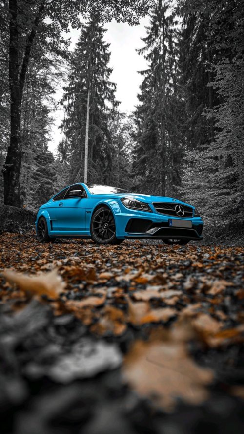 Blue Mercedes in Forest - Related Ghetto Wallpapers wallpaper