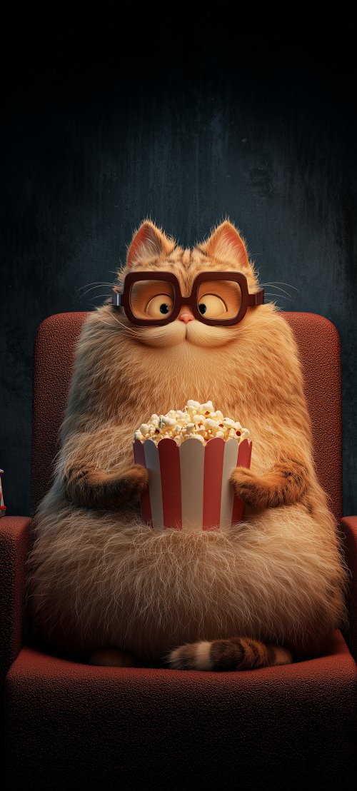 Fluffy Cat Eating Popcorn - cat Wallpaper