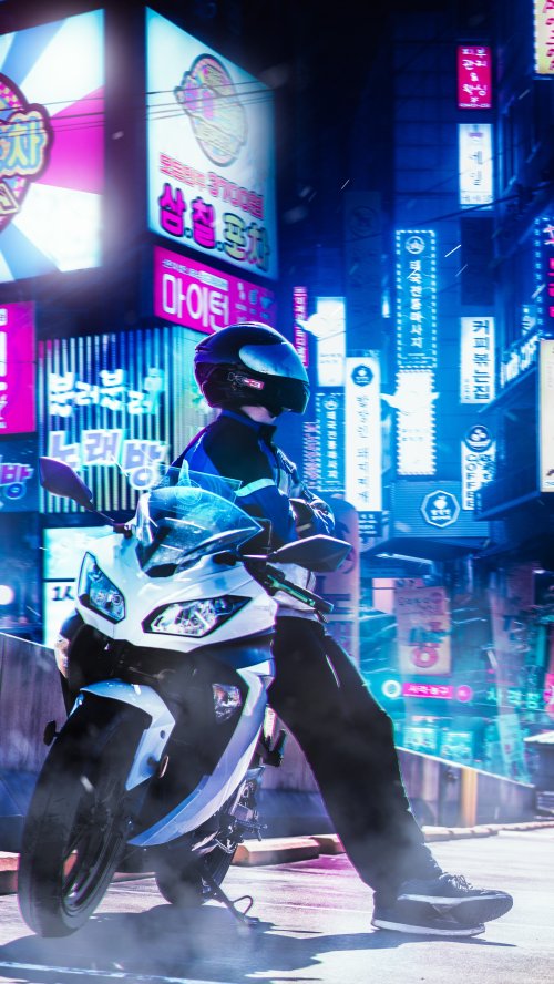 Cyberpunk Biker Night Ride - Related Ghetto Wallpapers wallpaper