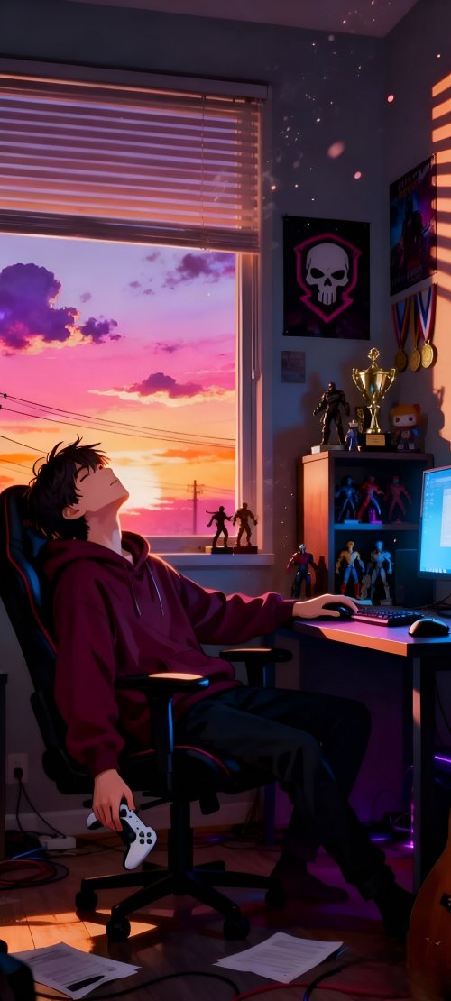 Relaxing Anime Gamer Sunset - Related Ghetto Wallpapers wallpaper