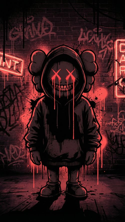 Neon Red Graffiti Character - Related Ghetto Wallpapers wallpaper