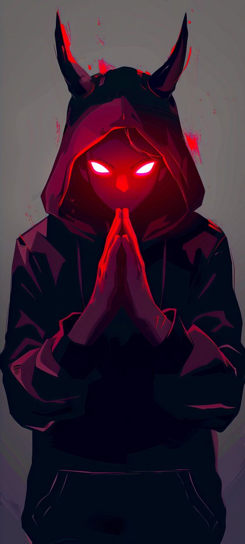 Glowing Red Demon Hoodie - anime Wallpaper