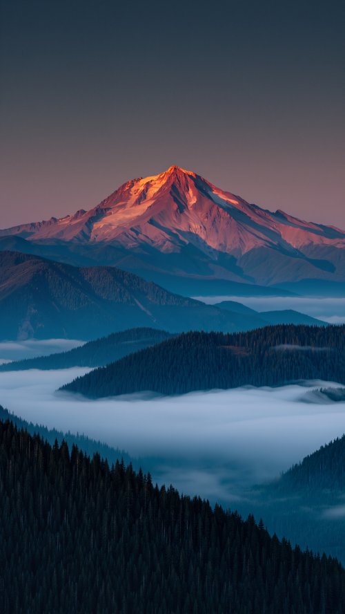 Golden Peak Above Clouds