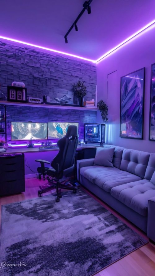 Neon Purple Gaming Room - Related Ghetto Wallpapers wallpaper