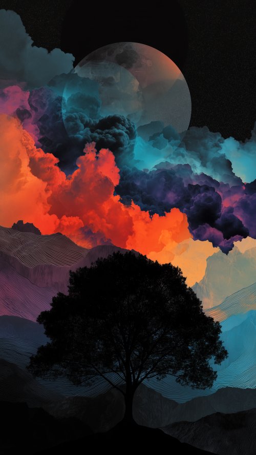 Colorful Surreal Moonscape - Related Ghetto Wallpapers wallpaper