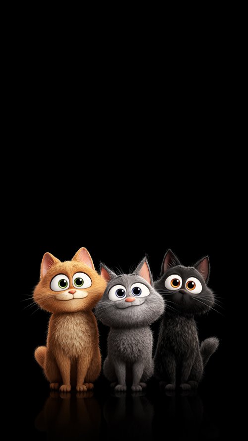 Three Cute Cartoon Cats - cat Wallpaper