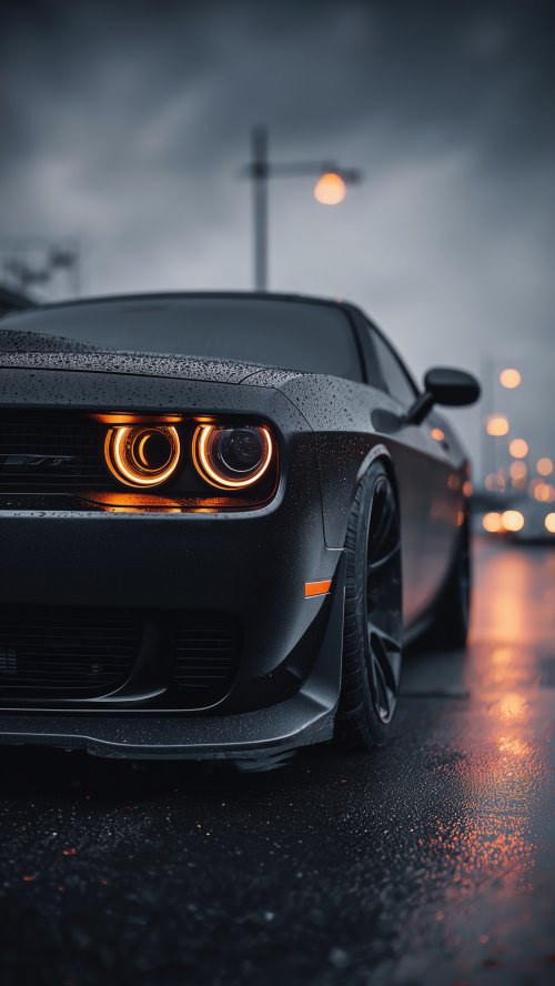 Rainy Night Muscle Car - Related Ghetto Wallpapers wallpaper