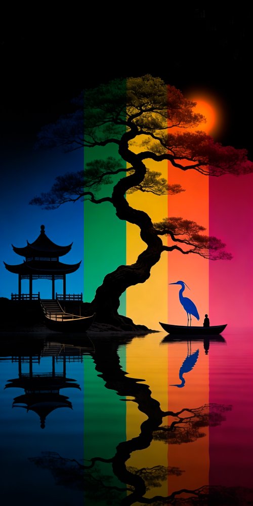 Colorful Zen Garden Silhouette - Related Ghetto Wallpapers wallpaper