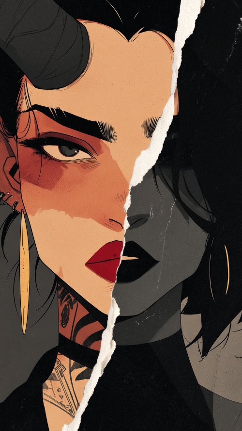 Split Face Demon Girl - girl Wallpaper