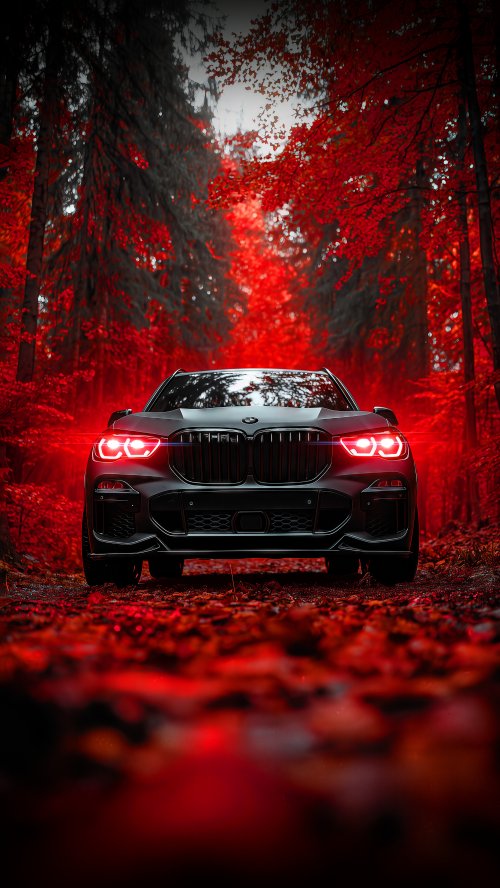 Black BMW Red Forest - Related Darkify wallpaper