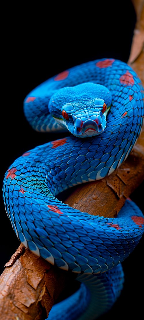 Vibrant Blue Viper Snake