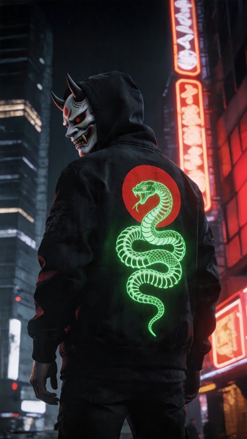 Neon Oni Snake Warrior - Related Ghetto Wallpapers wallpaper