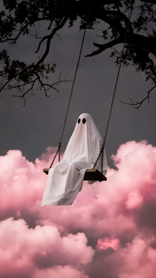 Ghost on a Swing - surreal Wallpaper