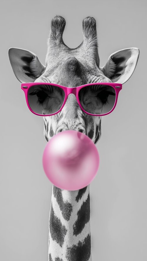 Cool Giraffe Bubblegum Portrait