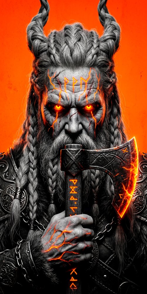 Fiery Viking Warrior Portrait
