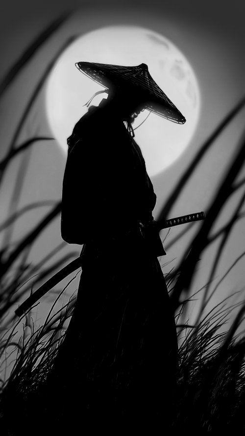 Lone Samurai Moon Silhouette - samurai Wallpaper
