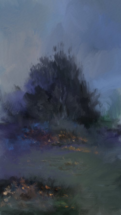 Moody Impressionist Forest Landscape