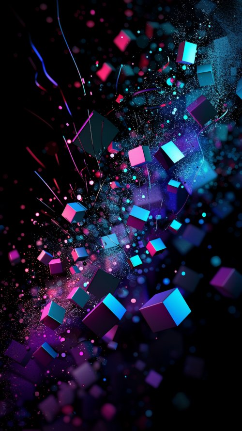 Neon Floating Abstract Cubes - Related Ghetto Wallpapers wallpaper