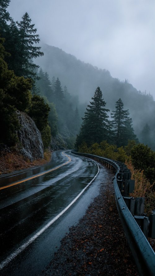 Misty Mountain Road - road Wallpaper