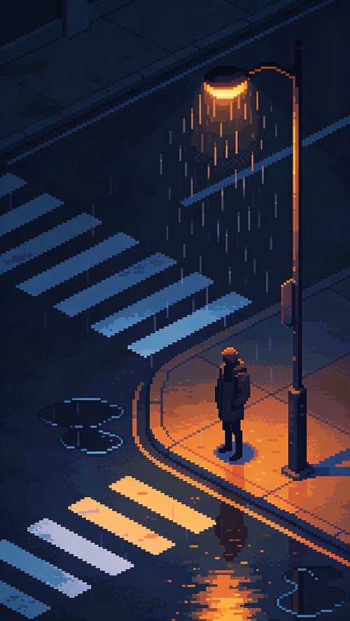 Rainy Night Pixel Street - Related Ghetto Wallpapers wallpaper