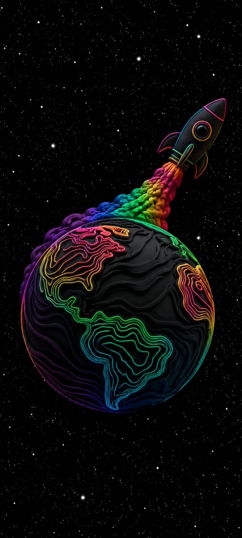 Neon Rainbow Rocket Earth - Related Ghetto Wallpapers wallpaper
