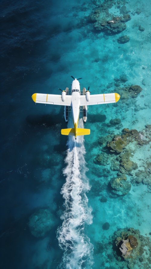 Seaplane Over Tropical Reef