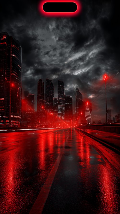 Red Neon City Night