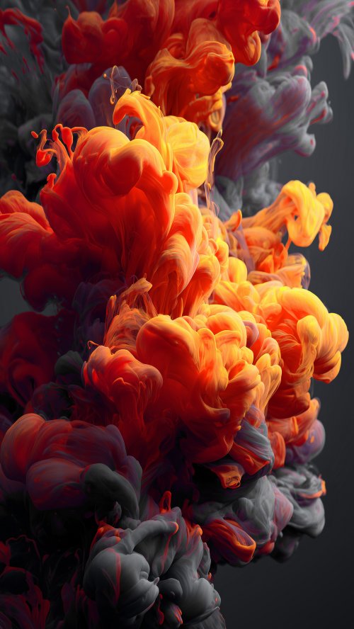 Fiery Orange Ink Clouds