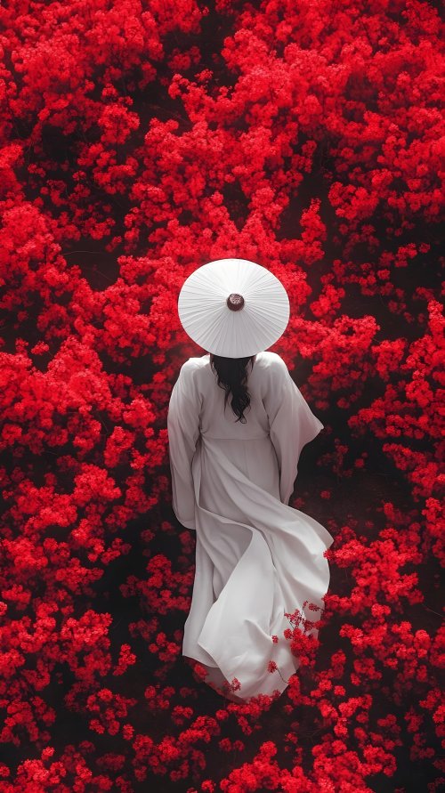 Woman in Red Flowers