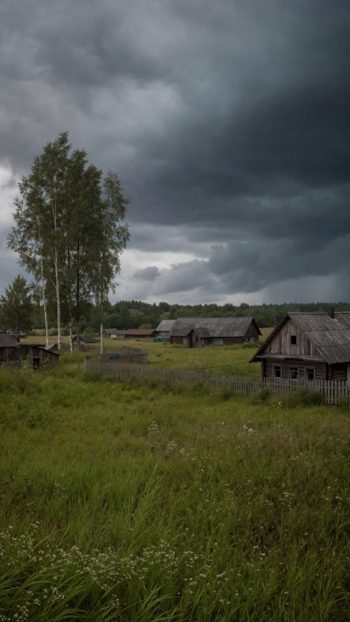 Rustic Countryside Stormy Landscape - cabin Wallpaper
