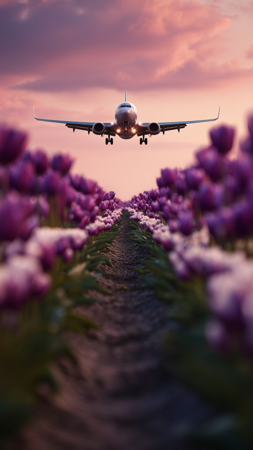 Airplane Over Tulip Field - airplane Wallpaper