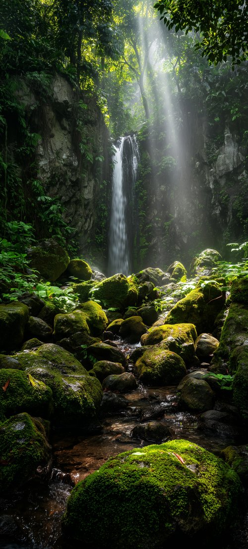 Sunlit Tropical Waterfall - Related StockWalls wallpaper