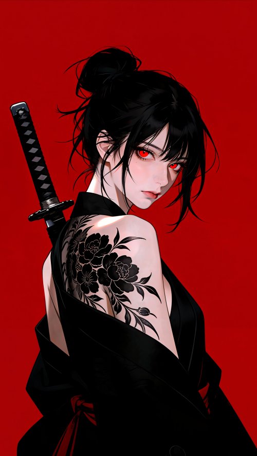 Red Eyed Samurai Girl - samurai Wallpaper