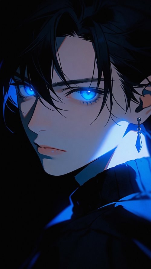 Glowing Blue Anime Boy
