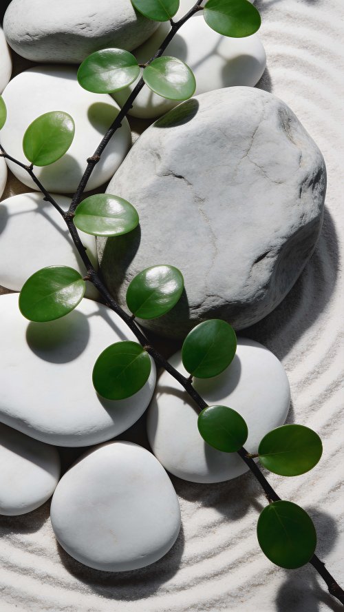 Zen Garden Stone Leaves