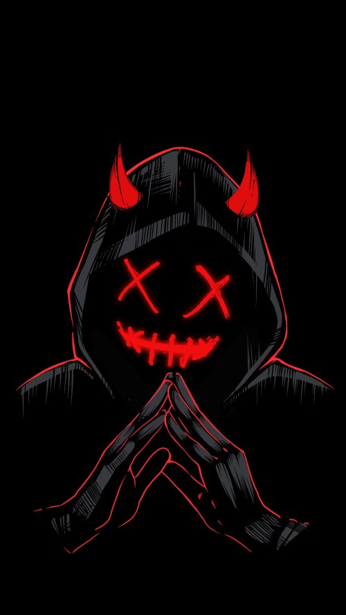Neon Devil Hoodie Mask - mask Wallpaper