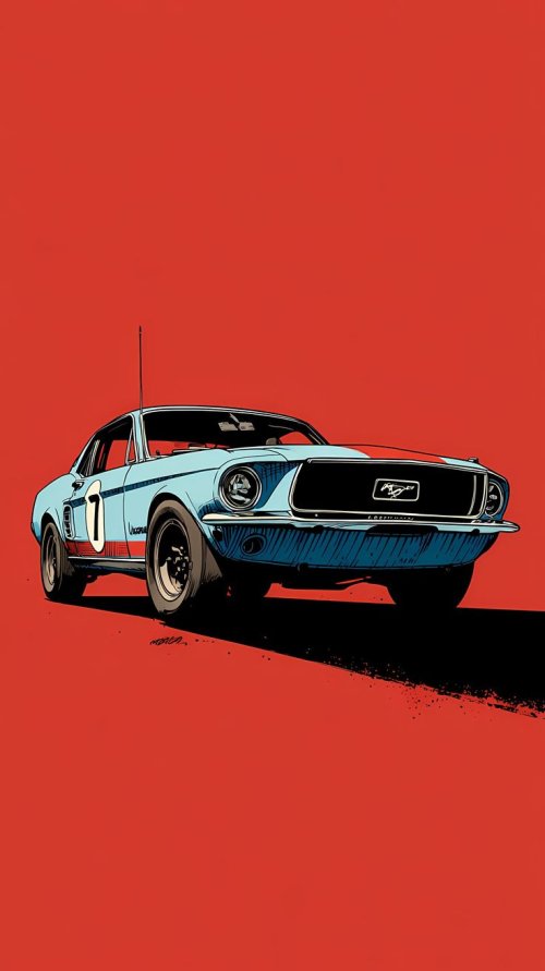 Vintage Ford Mustang Illustration - Related Ghetto Wallpapers wallpaper