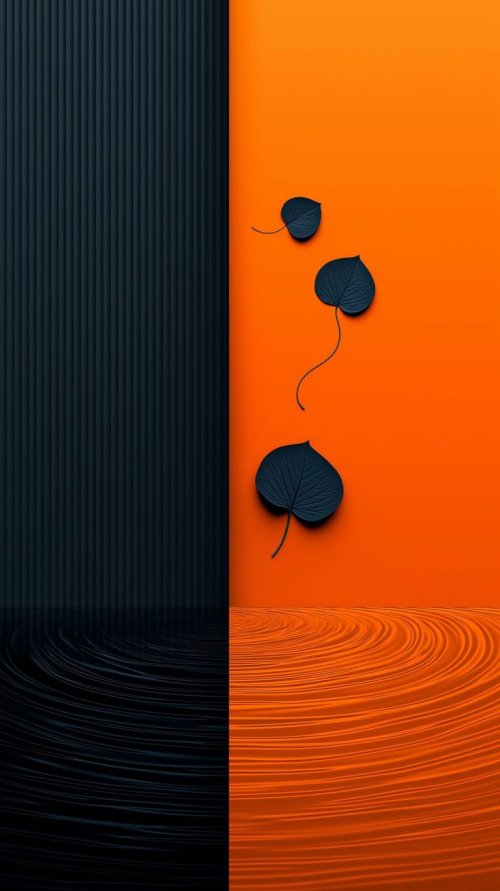 Minimalist Orange Leaf Art