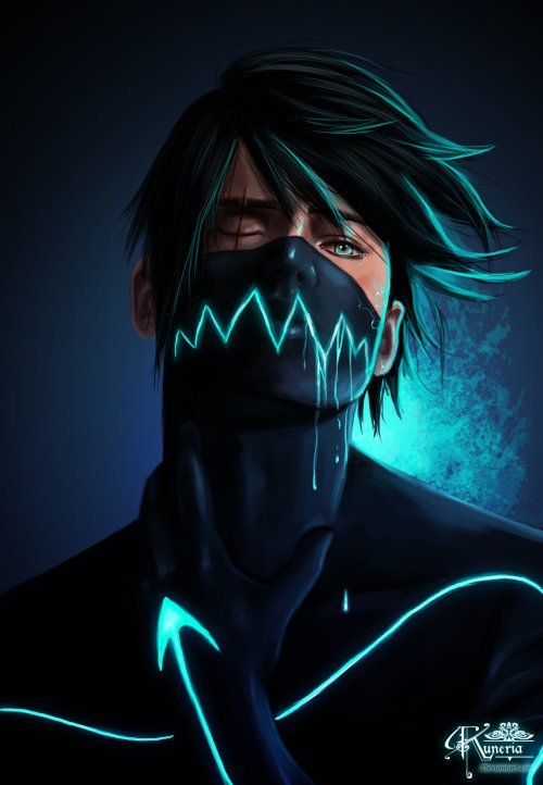 Neon Mask Anime Boy