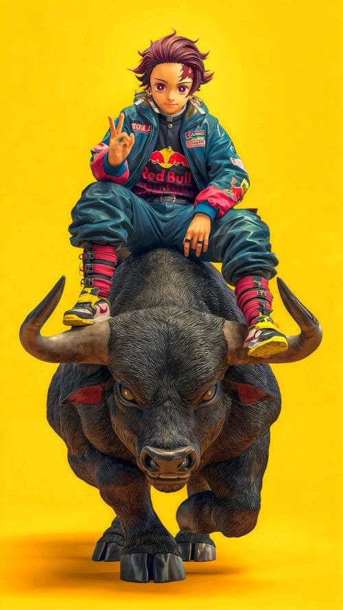 Tanjiro Riding A Bull - Related Ghetto Wallpapers wallpaper