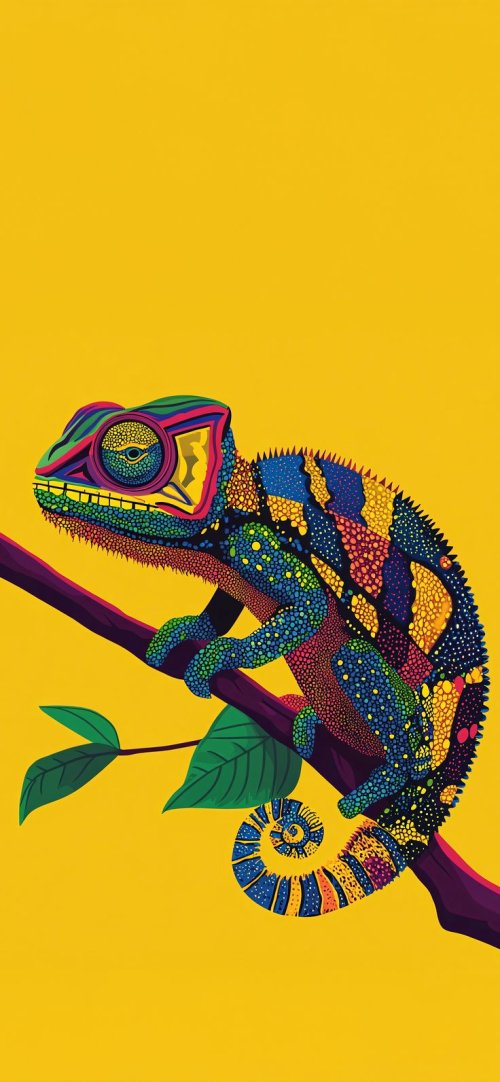 Colorful Mosaic Chameleon Art
