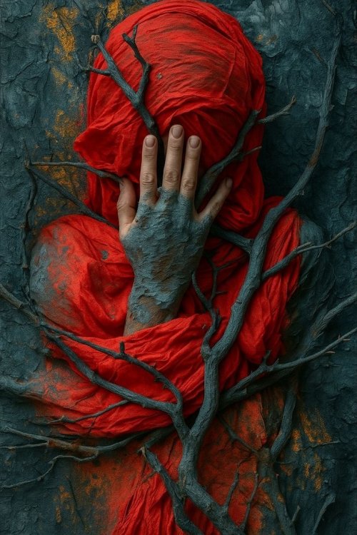 Red Fabric Nature Portrait
